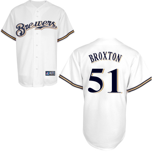 Jonathan Broxton #51 Youth Baseball Jersey-Milwaukee Brewers Authentic Home White Cool Base MLB Jersey